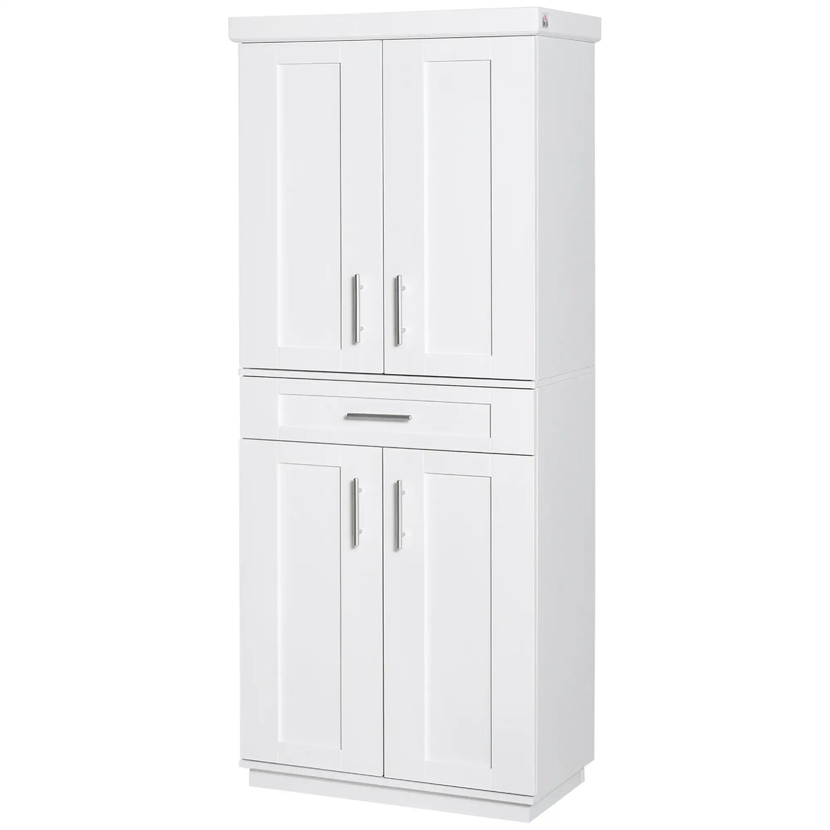 72" Storage Cabinet, Kitchen Pantry with 4 Doors, Drawer, 3 Shelves, White Kitchen Pantry Cabinets at Gallery Canada