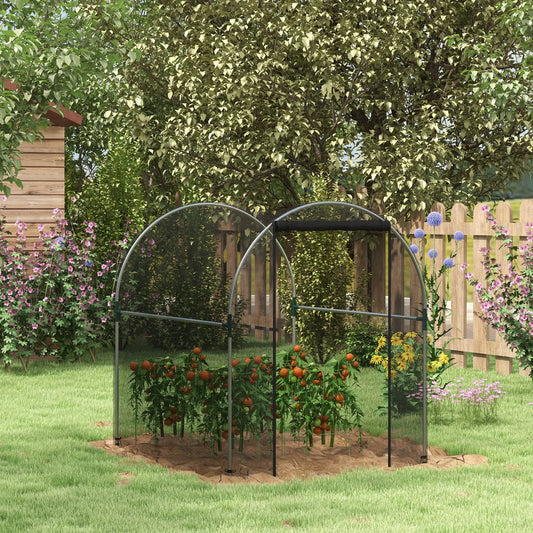 4.9' x 3.9' Crop Cage, Zipper Roll-Up Door, Mesh Plant Protection Tent Greenhouses Black, Silver at Gallery Canada