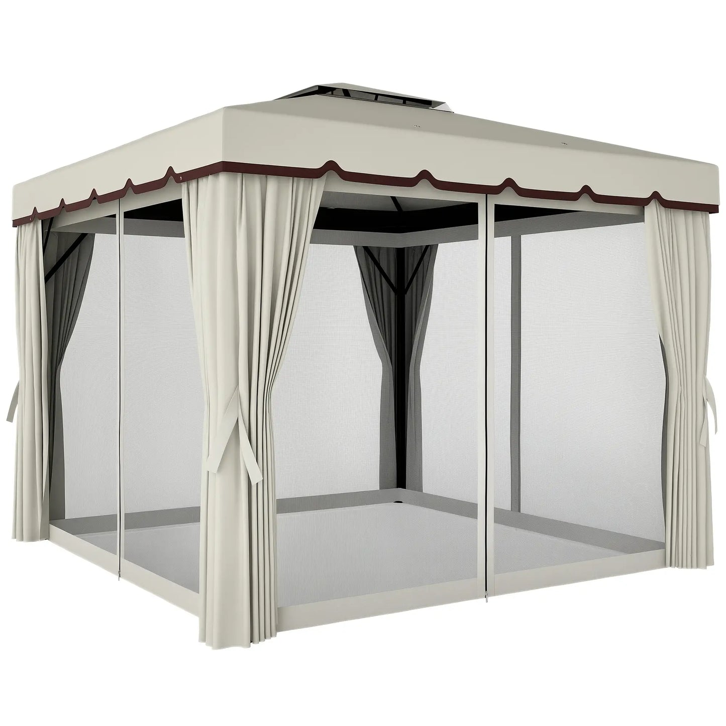 10' x 10' Outdoor Gazebo, Double Soft-Top, Cream White Gazebos at Gallery Canada