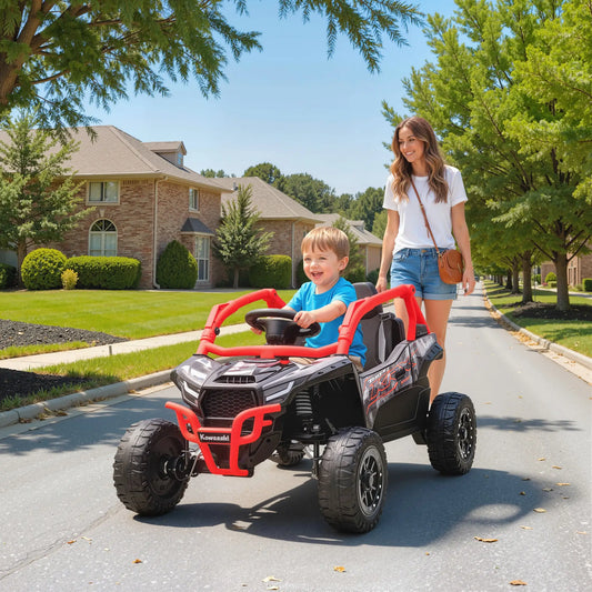 12V Ride On Truck, KAWASAKI TERYX KRX 2WD Kids Electric Car, Red Electric Toy Cars Red, Black at Gallery Canada