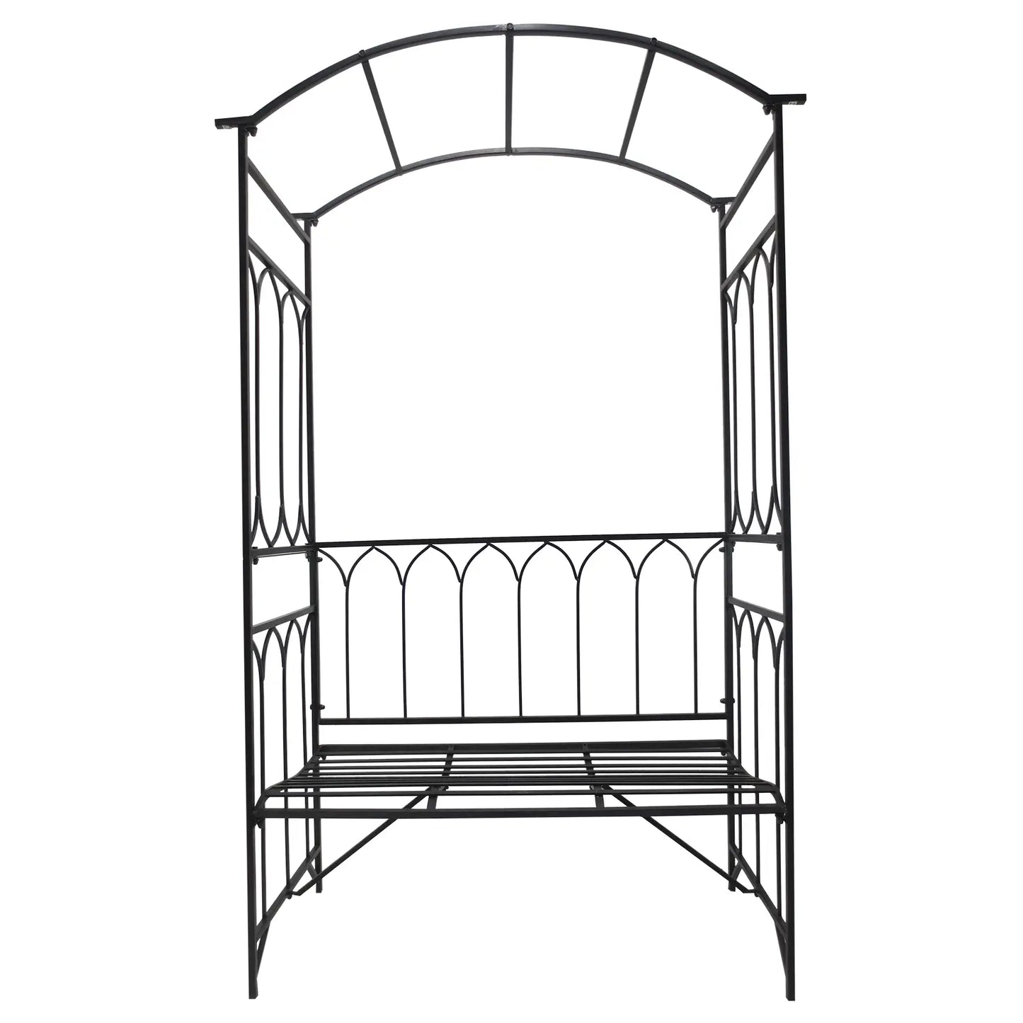 80" Tall Fairy Garden Arbor Arch, Metal Outdoor Bench Trellis, Black Garden Arches at Gallery Canada