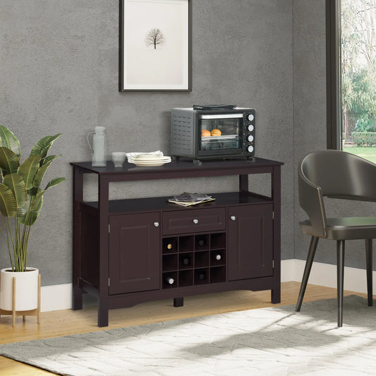 Modern Kitchen Buffet Cabinet, Drawer, 12-Bottle Wine Rack, Espresso Bar Cabinets Espresso at Gallery Canada