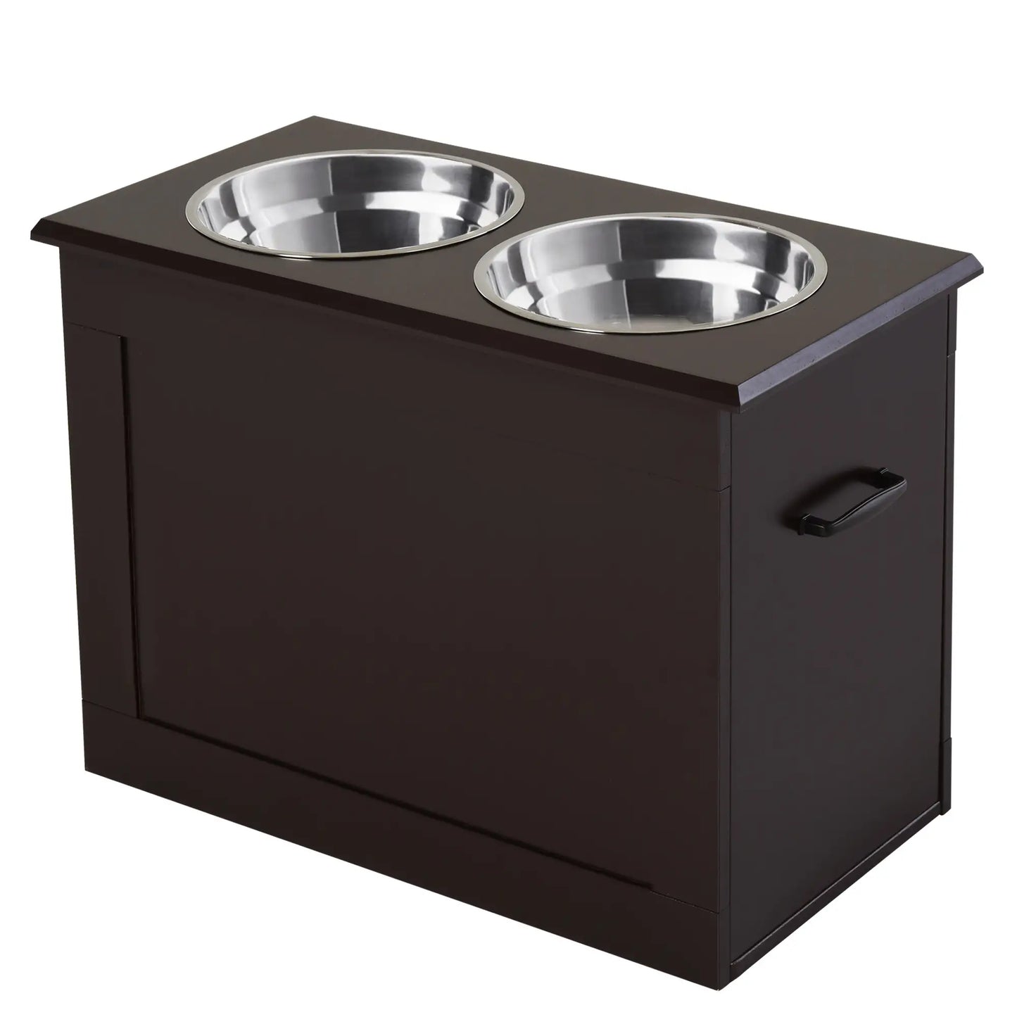 Bol pour chien surélevé, 2 en acier inoxydable, grande taille, café