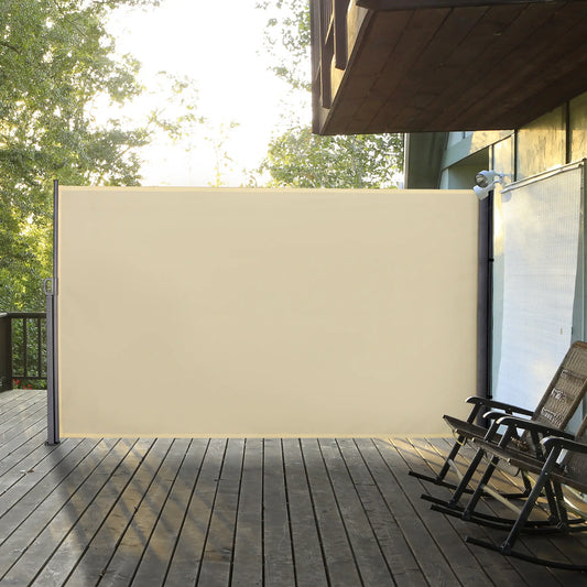 118" x 71" Outdoor Folding Privacy Screen, Retractable Side Awning, UV Wind Resistant, Cream White Side Awnings Grey Frame, Cream White Fabric at Gallery Canada