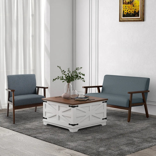 Compact Loveseat Sofa, Linen Fabric, Rubber Wood Legs, Dark Grey 2-Seater Sofas Dark Grey, Coffee at Gallery Canada