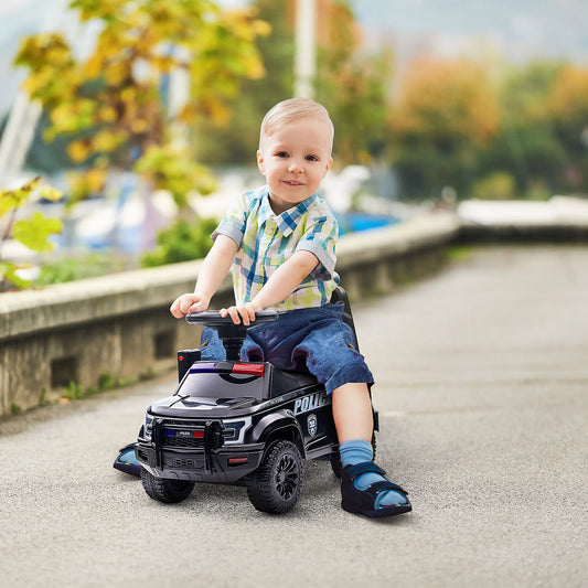 Voiture à conduire pour enfants, rangement caché sous le siège, propulsion au pied, noir
