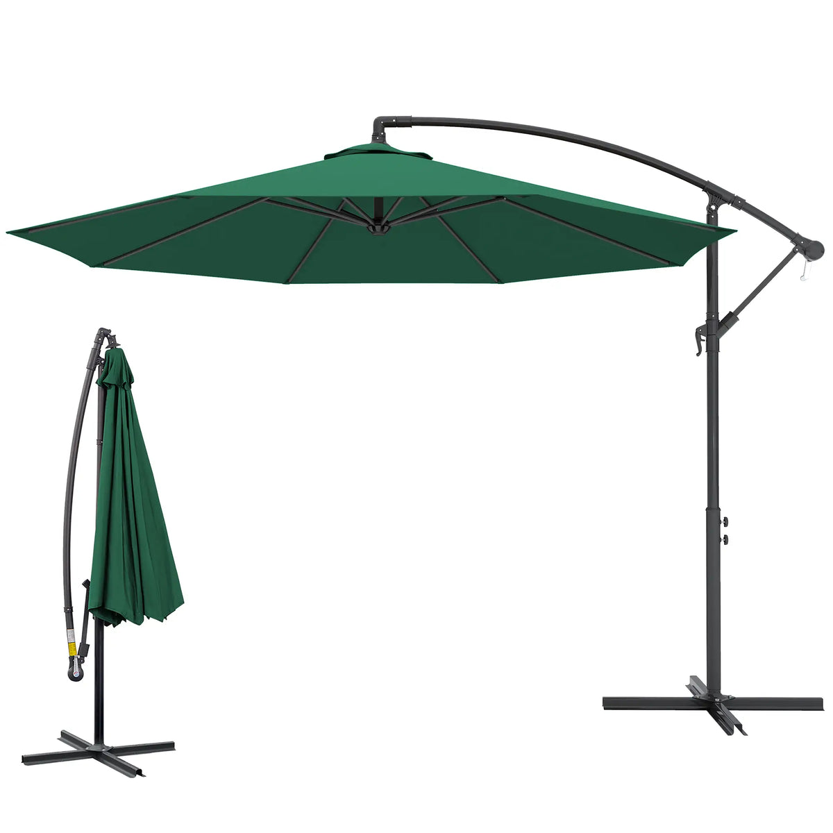 10' Deluxe Patio Umbrella, Offset Sunshade with Crank, Dark Green Cantilever Umbrellas at Gallery Canada
