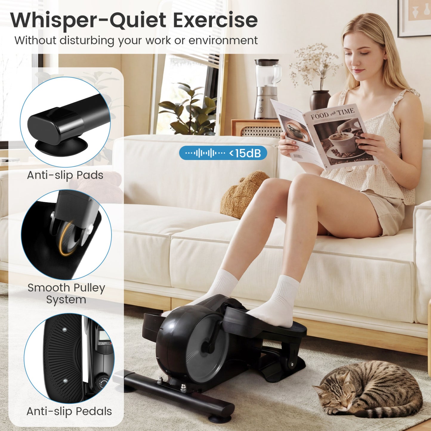 Under Desk Elliptical Pedal Exerciser, Adjustable Magnetic Resistance, Silver Elliptical Trainers at Gallery Canada