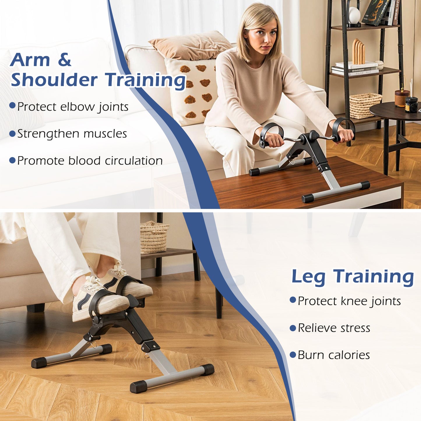 Under Desk Exercise Bike Pedal Exerciser, LCD Display, Legs Arms Workout, Black Exercise Bikes at Gallery Canada