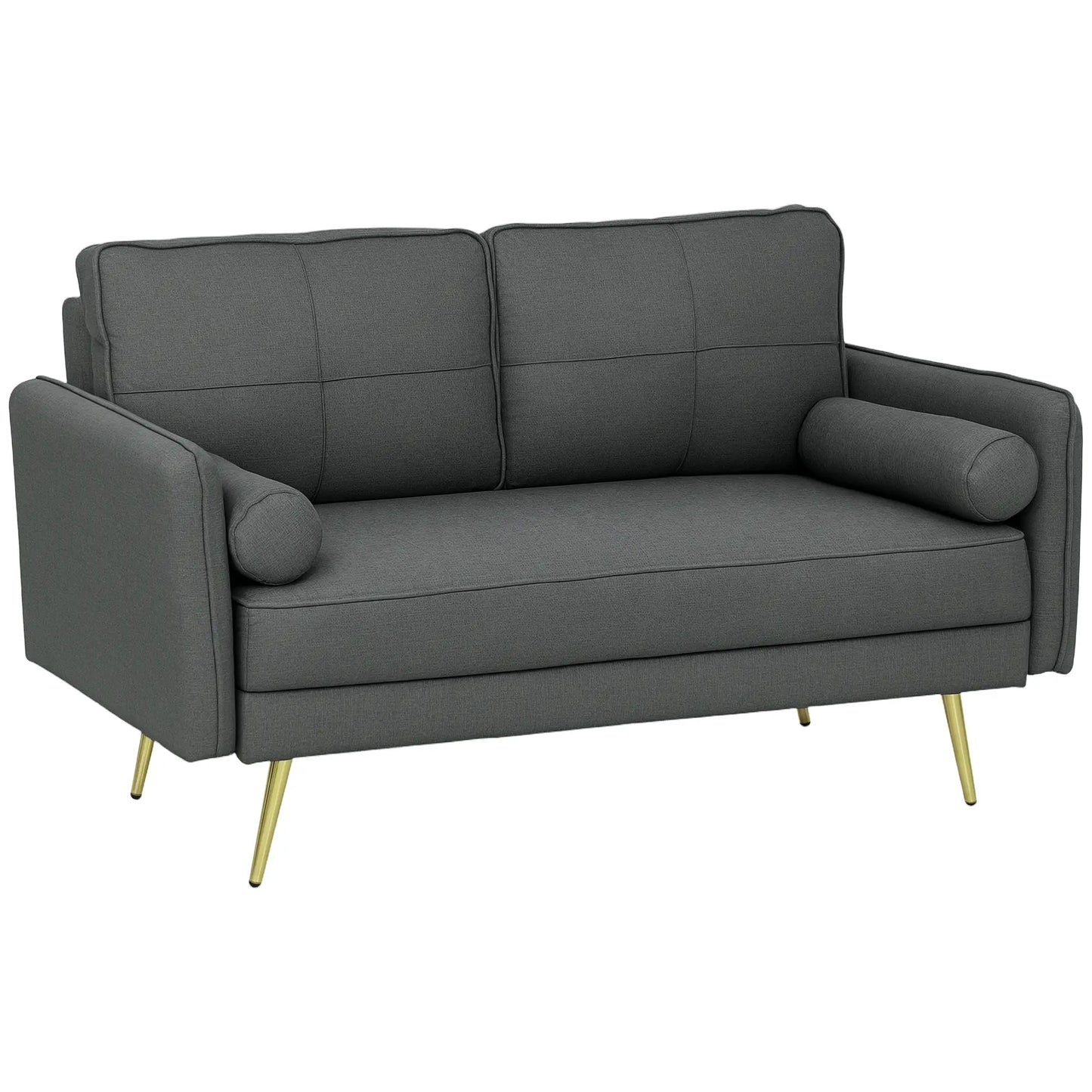 56" Upholstered Loveseat Sofa, 2 Seater with Back Cushions, Dark Grey 2-Seater Sofas at Gallery Canada