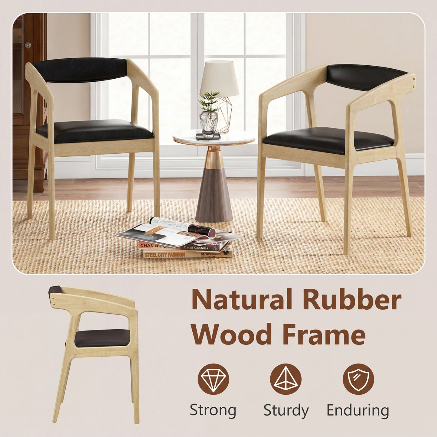 Upholstered Armchairs Set of 2, Natural Dining Chairs at Gallery Canada