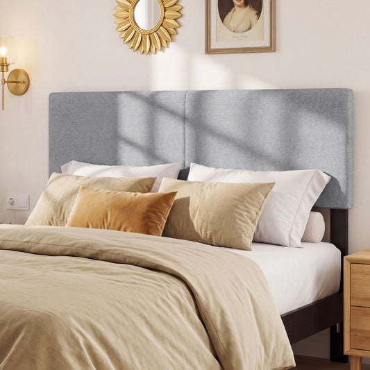 Upholstered Headboard, Queen/Full, Quilted Linen, Gray Headboards Gray at Gallery Canada