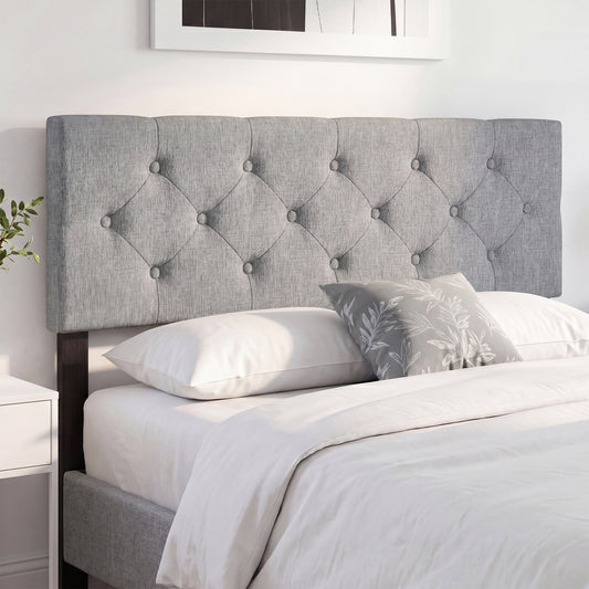Upholstered Headboard Queen/Full, Tufted Linen, Gray Headboards Gray at Gallery Canada