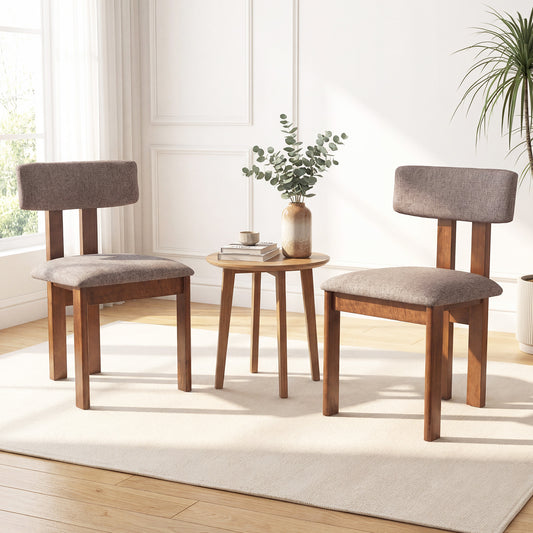Upholstered Rubber Wood Dining Chairs, Set of 2, Walnut Dining Chairs Walnut at Gallery Canada