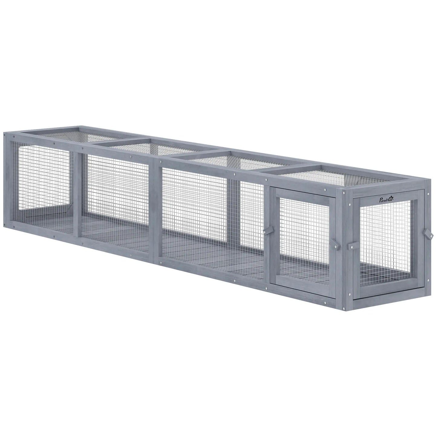 79" Long Cat Tunnel, L-Shape, Extendable, Removable Door, Dark Grey Outdoor Cat Enclosures at Gallery Canada