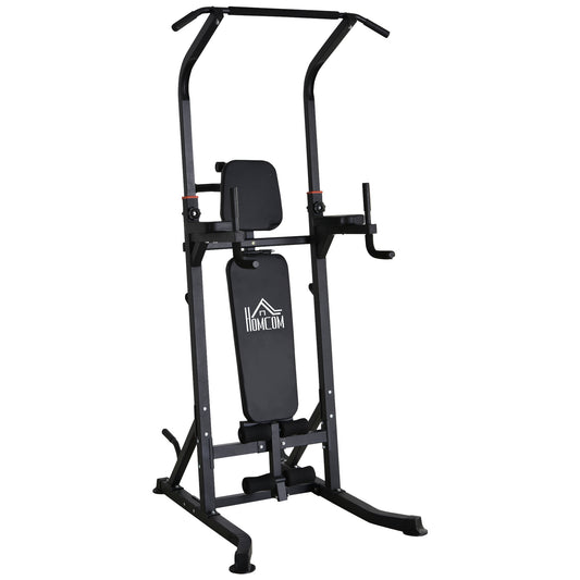 Foldable Power Tower Pull Up Dip Station with Adjustable Weight Bench for Home Gym Strength Training Fitness - Gallery Canada