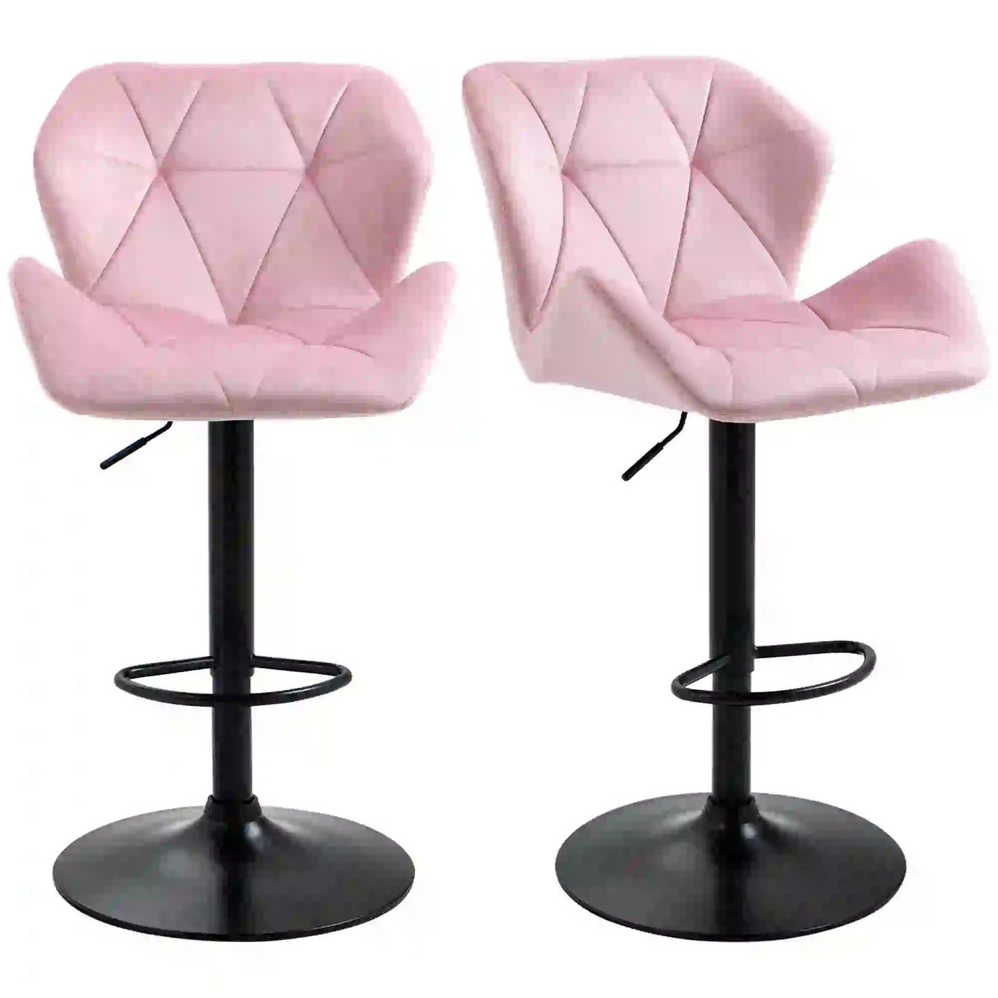Velvet Bar Stool Set of 2, Adjustable Height, Pink Bar Stools at Gallery Canada