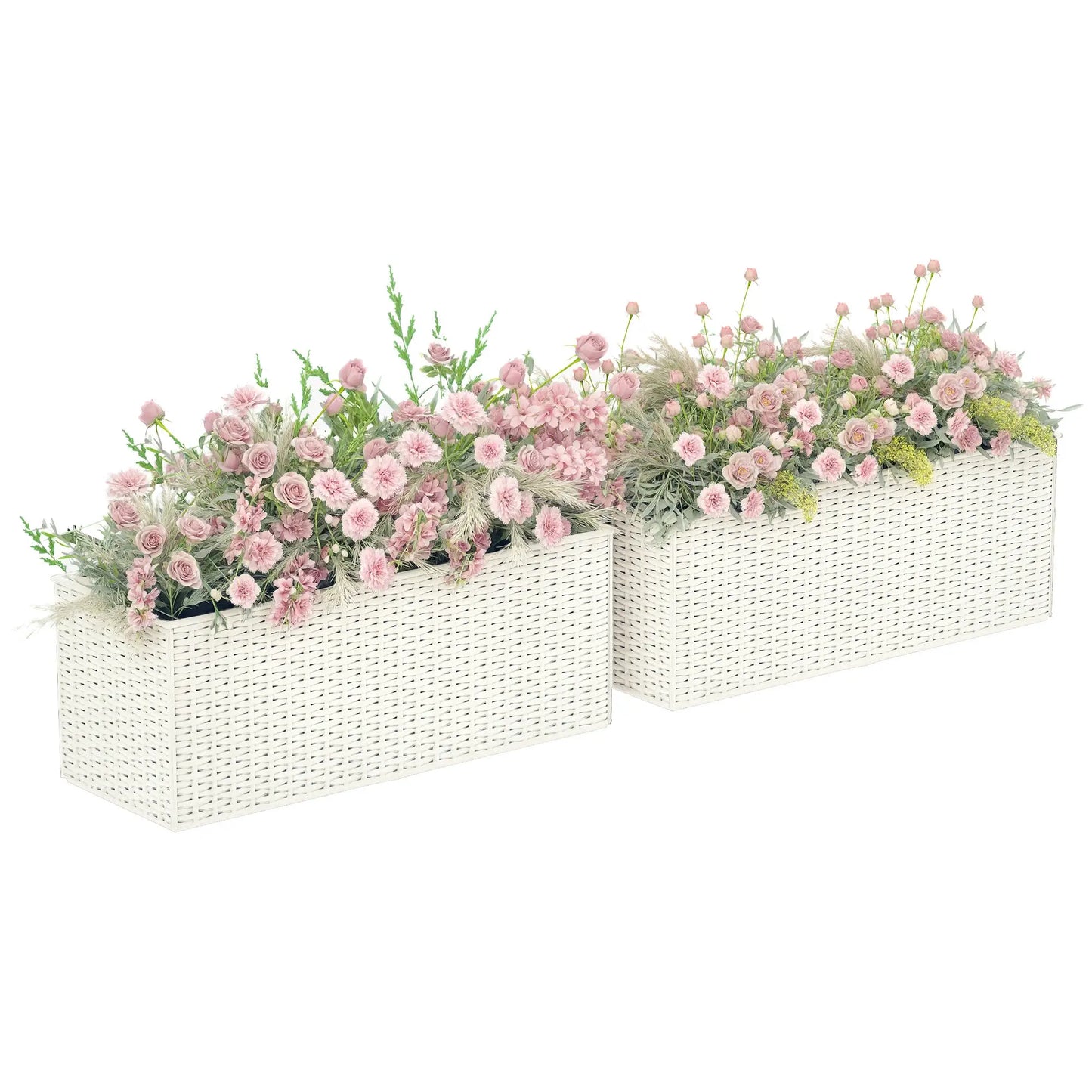 2 Pack 20 Inch Hanging Flower Pots, Railing Planter Box, White Planter Set at Gallery Canada