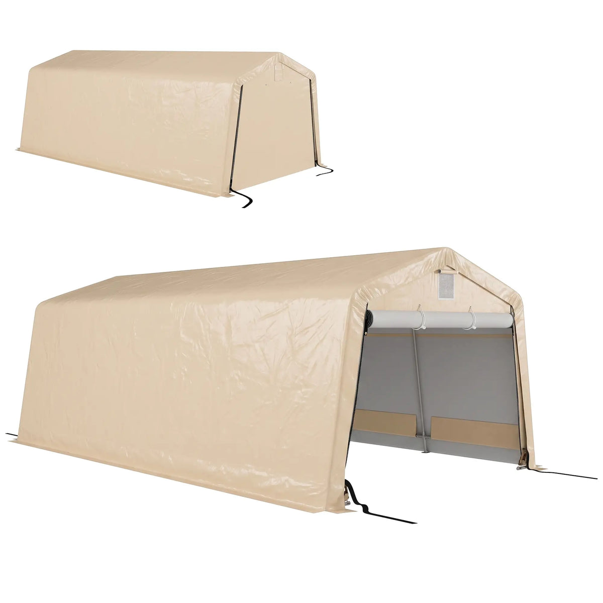 11' x 20' Portable Garage, Heavy Duty Carport Canopy, Khaki Car Shelters at Gallery Canada
