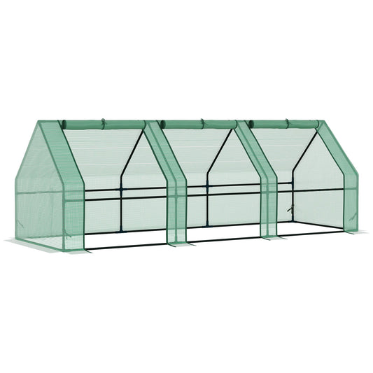 9' x 3' x 3' Portable Mini Greenhouse Tunnel Growing Tent Plants Flower Warm House w/ Zippered Roll-up Doors, PE Cover, Green at Gallery Canada