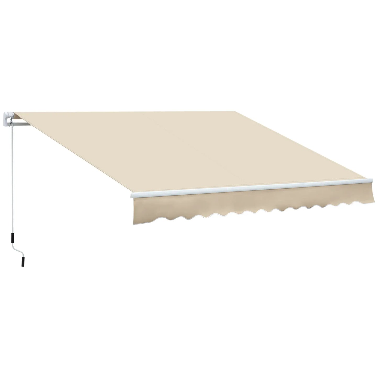 12' x 8' Retractable Patio Awning, Manual Crank Handle, UV Water-Resistant, Cream Patio Awnings at Gallery Canada