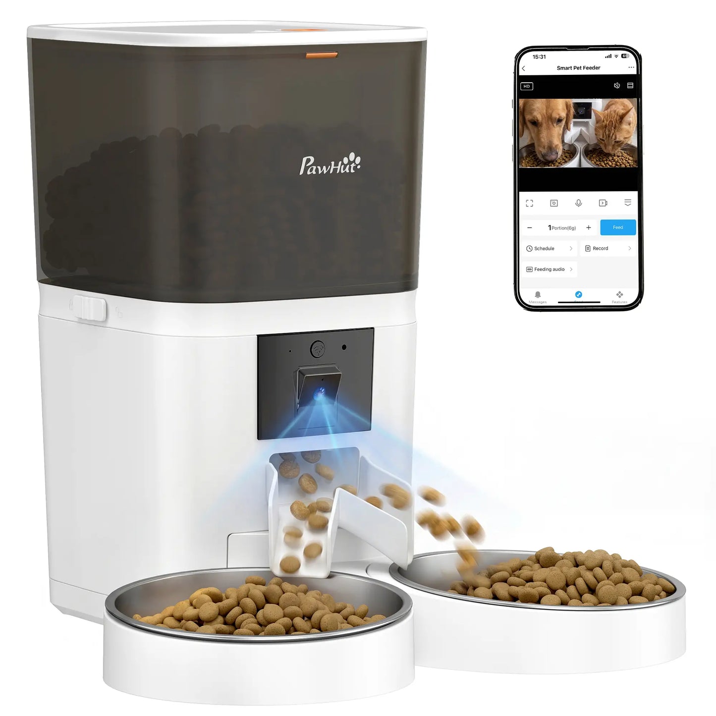 Automatic Cat Feeder, 6L, HD Camera, WiFi App Control Dog Bowls at Gallery Canada