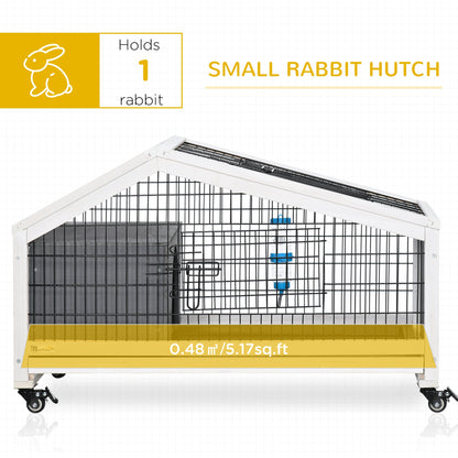 35" Wooden Rabbit Hutch with No-leak Tray, Pet Playpen with Wheels, Water Bottle, Bunny House for Rabbits and Small Animals, Dark Gray at Gallery Canada