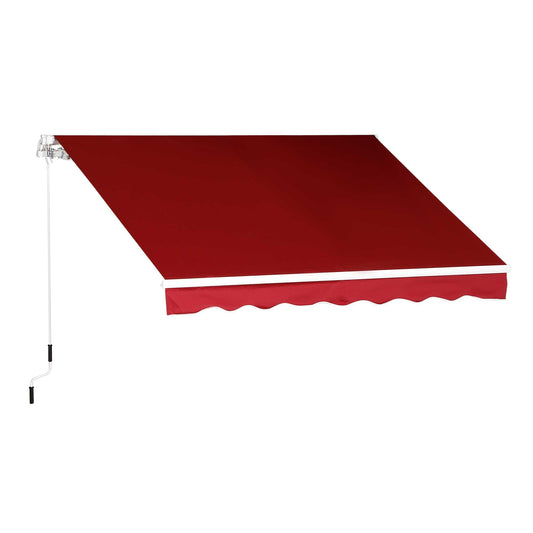 8'x7' Patio Awning Manual Retractable Sun Shade Outdoor Deck Canopy Shelter, Wine Red at Gallery Canada