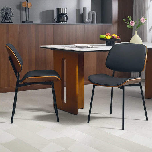 Dining Chairs Set of 2, Mid Century Modern, Bentwood Back, Metal Legs Dining Chairs Black, Brown at Gallery Canada