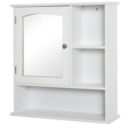 Wall-Mounted Medicine Cabinet, Bathroom Mirror Cabinet with Doors and Storage Shelves, White - Gallery Canada