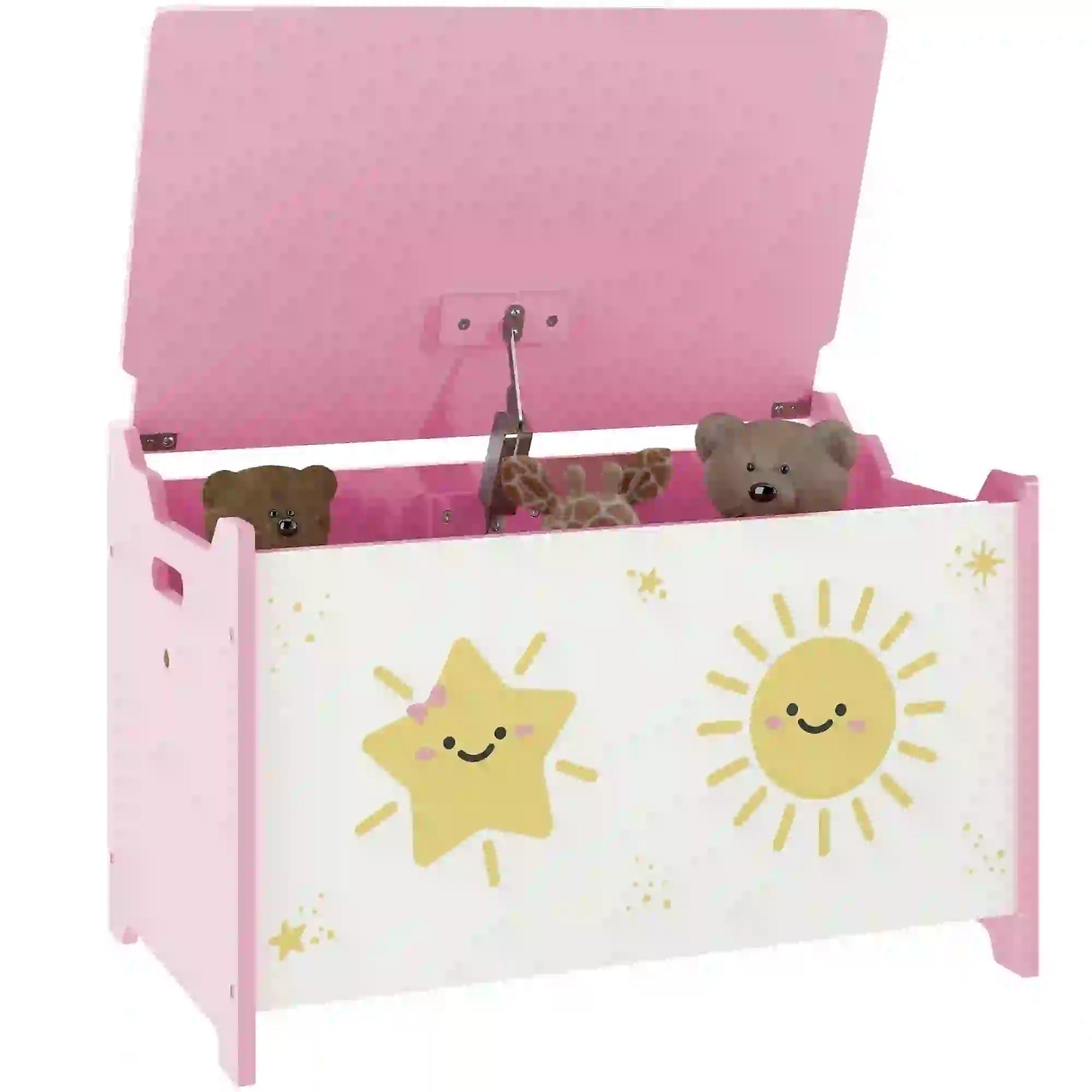Toy Chest with Lid, Safety Hinges, Groove Handles, Pink Baby & Kids Storage at Gallery Canada