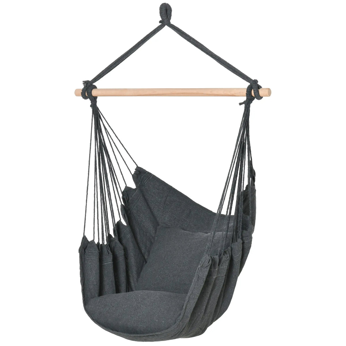 Macrame Hanging Hammock Chair With Cushions, Dark Grey Hammock Swings at Gallery Canada