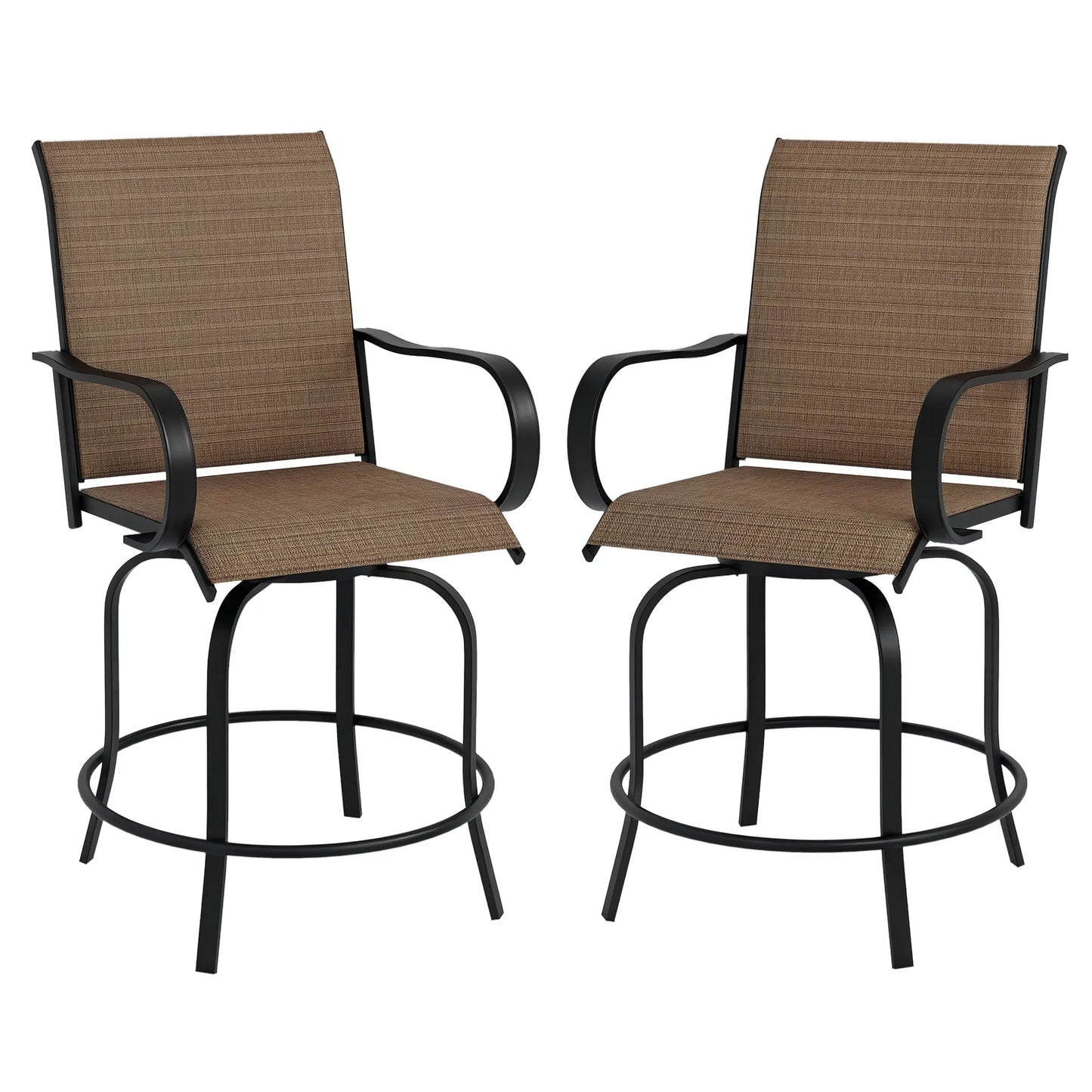 Outdoor Bar Stools, Set of 2, 360° Swivel, 26.8" x 29.5" x 48.4", Brown Bistro Sets at Gallery Canada