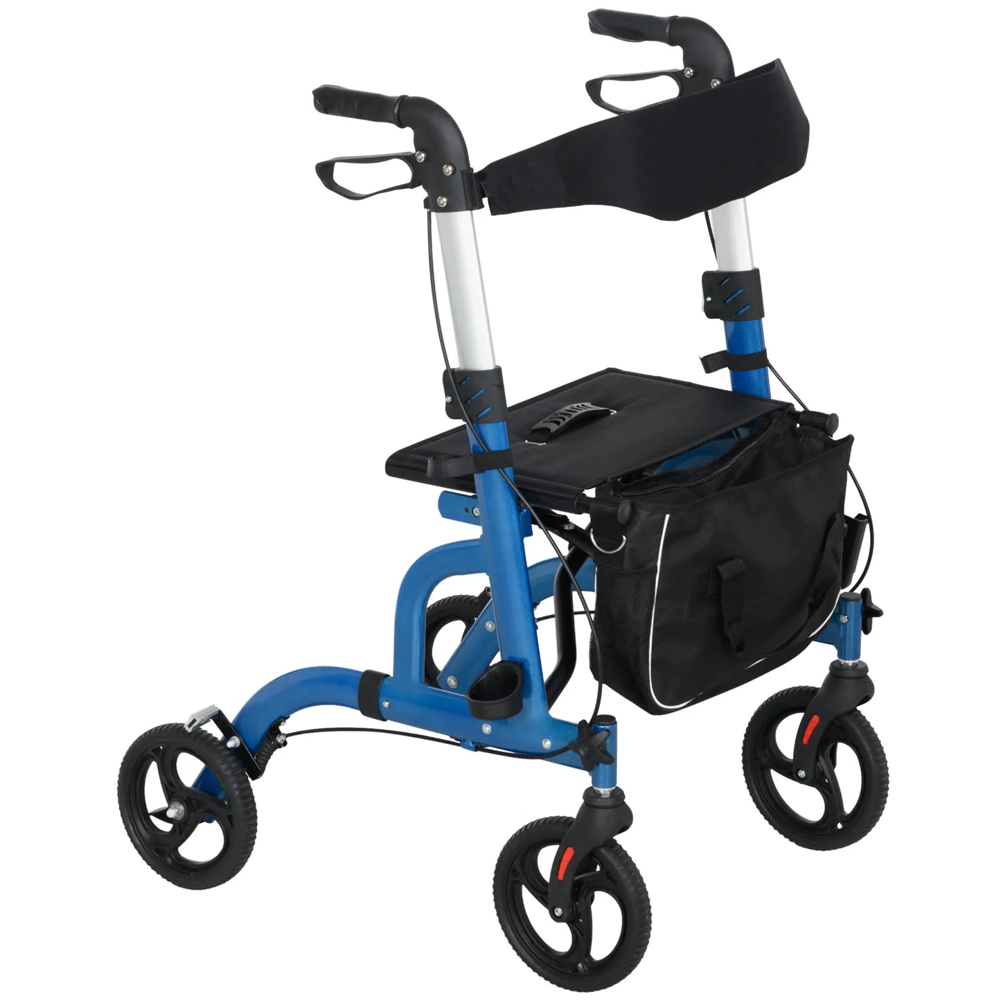 Rollator Walker, 8'' Wheels, Padded Seat, Backrest, Storage Bag, Blue Knee Walker & Wheelchair Ramps at Gallery Canada