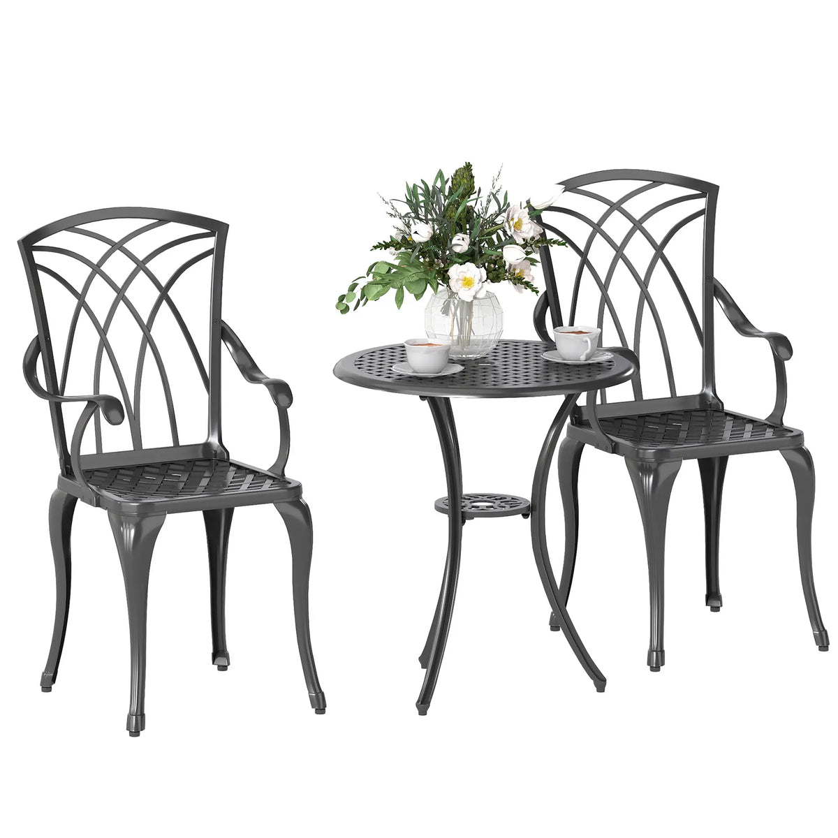 3 Piece Patio Bistro Set, Cast Aluminum, Coffee Table & 2 Chairs, Brown Bistro Sets at Gallery Canada