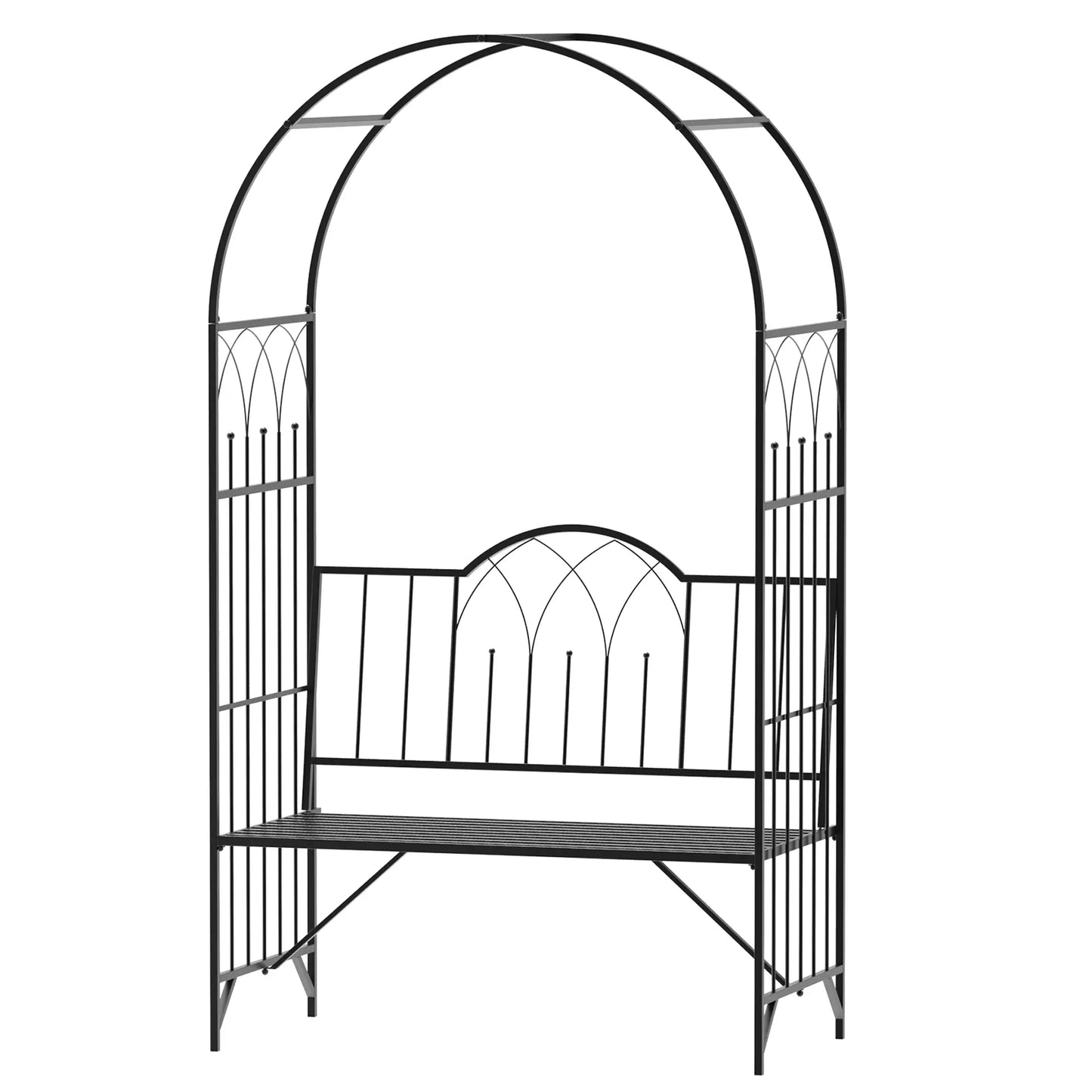 43" Garden Arbor Bench, Trellis for Climbing Plants, Black Outdoor Benches at Gallery Canada