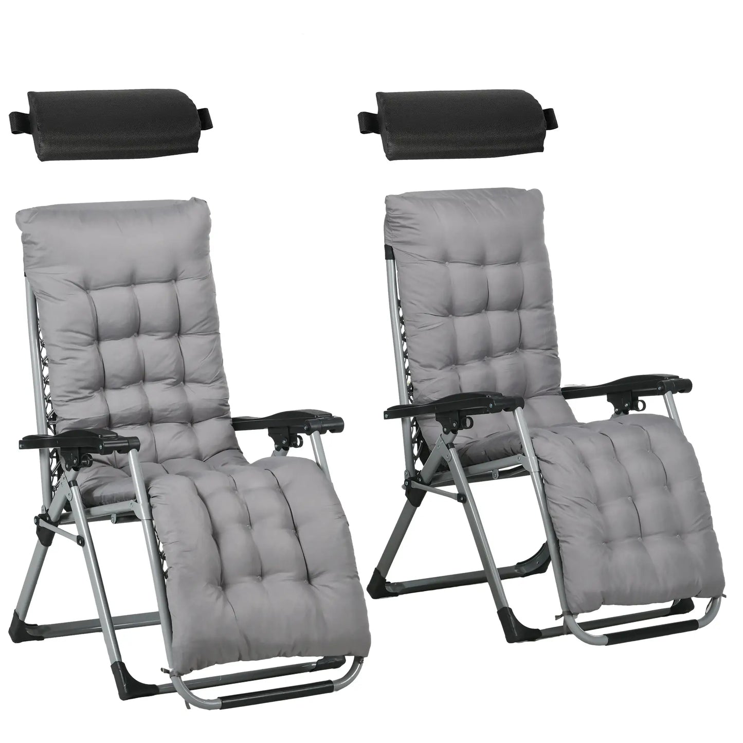Folding Garden Chairs, Set of 2, Reclining Zero Gravity, Dark Grey Lounger Chairs at Gallery Canada