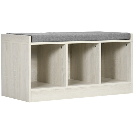 Shoe Bench with Storage Cubes, Shoe Cabinet with Cushion and Open Compartments, for Entryway, Hallway, White - Gallery Canada