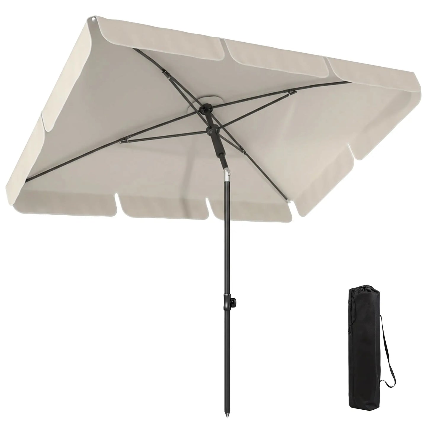 6' x 4' Beige Rectangular Patio Umbrella with Tilt Crank, Beige Sun Umbrellas at Gallery Canada