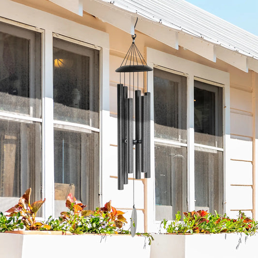45" Deep Tone Wind Chime, 6 Aluminum Tubes, Outdoor Decor, Dark Grey Garden Decor Dark Grey at Gallery Canada