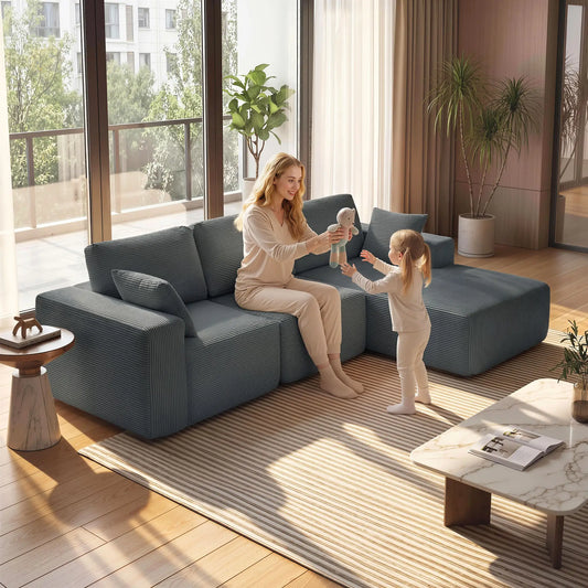 Modular Sectional Sofa Bed, L Shaped Couch, Dark Grey 3-Seater Sofas Dark Grey at Gallery Canada