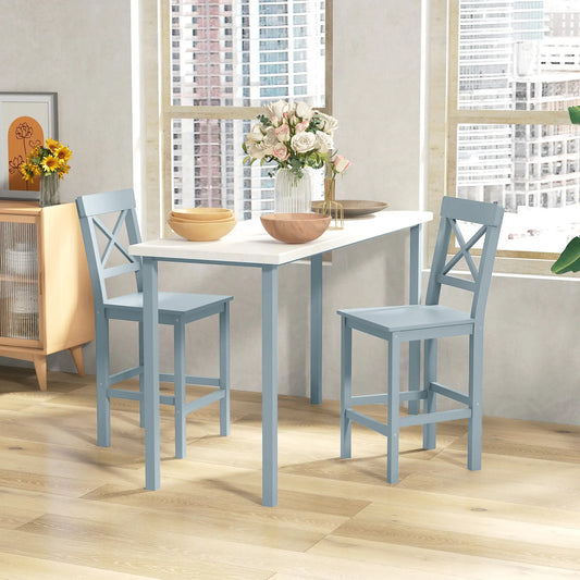 Counter Height Stools Set of 2, Farmhouse Bar Stools with Backs, Solid Wood Counter Stools for Kitchen Island Bar Stools Grey at Gallery Canada