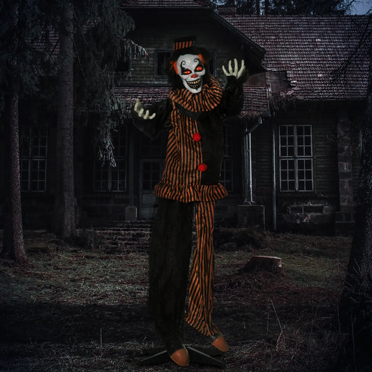 5.6' Life Size Clown Halloween Decoration, Animatronic with Light Up Eyes Halloween Decorations Multi Colour at Gallery Canada