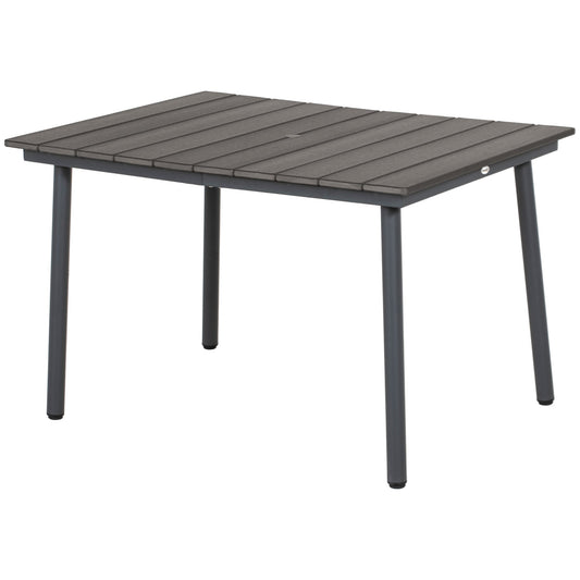 47" Outdoor Dining Table with Umbrella Hole, Aluminium Frame, HDPE Table Top, Slatted Design for Backyard, Dark Grey - Gallery Canada