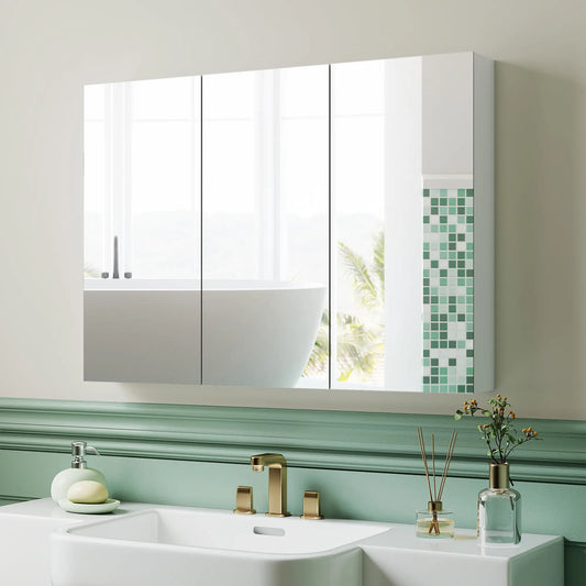 Three Mirror Bathroom Medicine Cabinet, White Mirror Medicine Cabinets White at Gallery Canada
