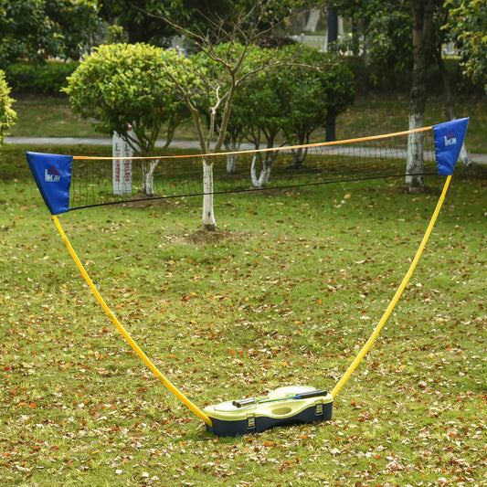 Portable Badminton Net Set, 9.5x5 ft, Foldable, Includes Rackets, Shuttlecocks Badminton Yellow, Blue at Gallery Canada