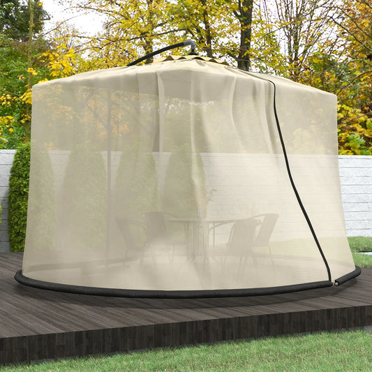 7.5FT Mosquito Net, Garden Umbrella Cover with Zippered Door, Beige Gazebos Beige at Gallery Canada