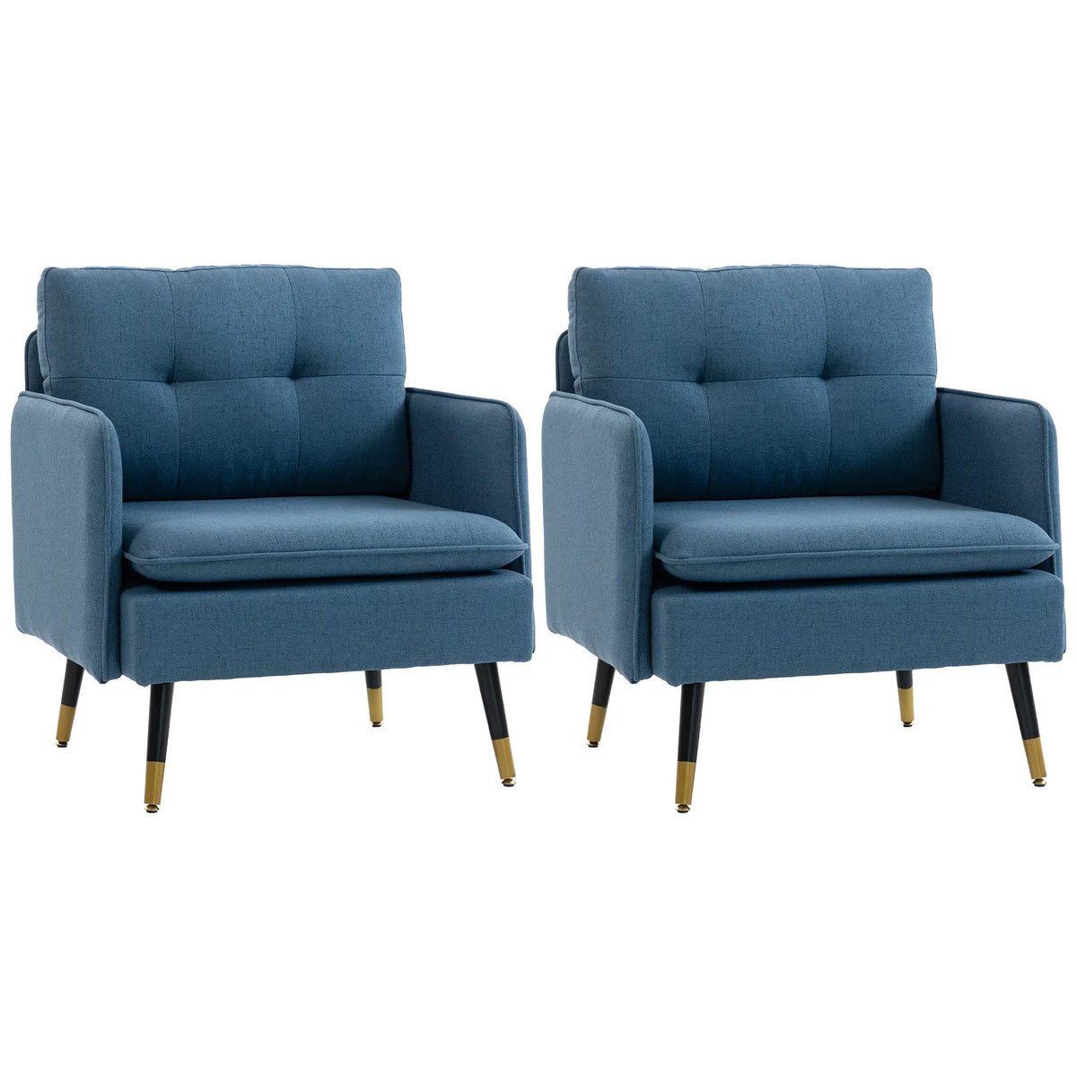 Accent Chairs Set of 2, Upholstered Armchairs with Tufted Back Cushion Accent Chairs at Gallery Canada