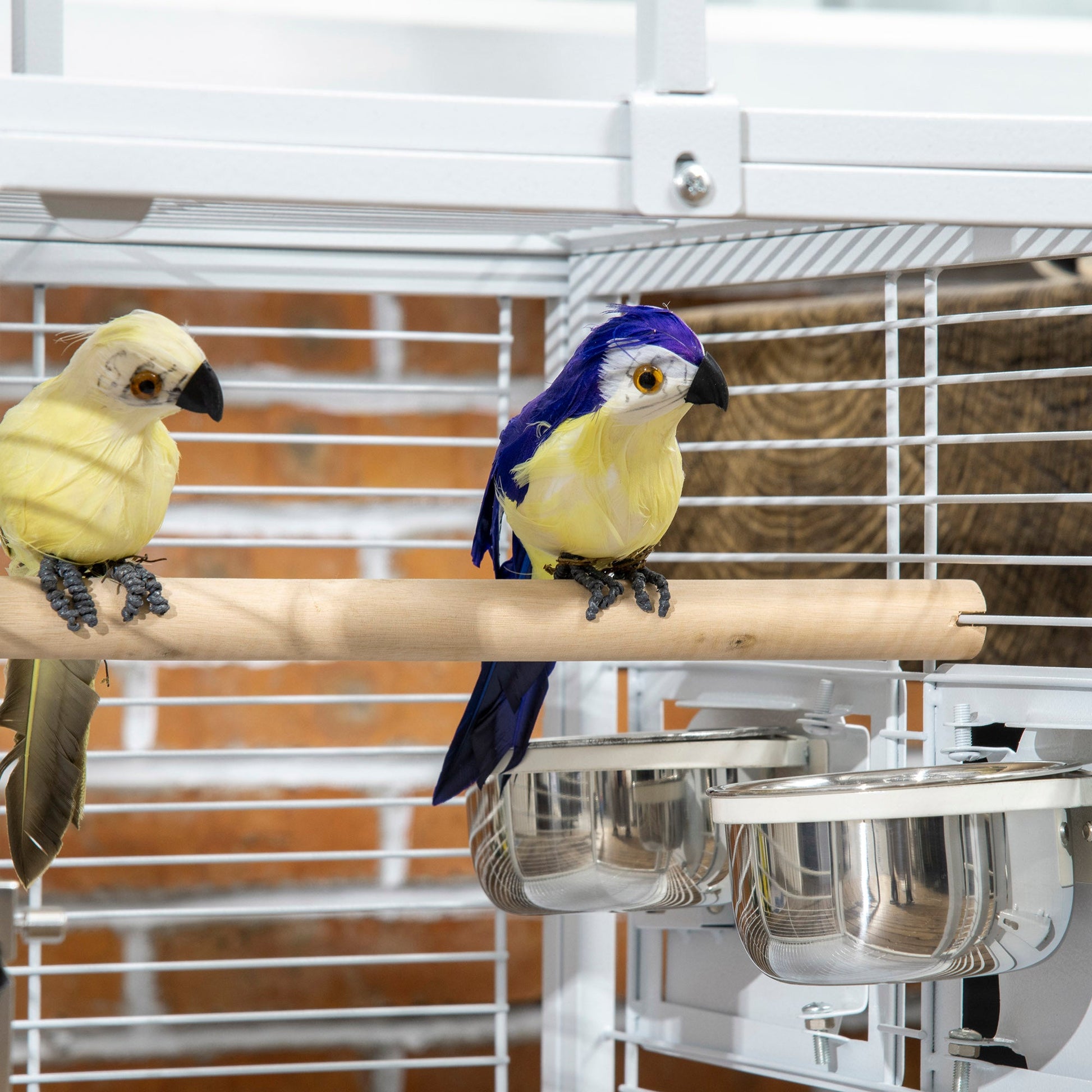 Bird Travel Carrier Cage for Parrots Conures African Grey Cockatiel Parakeets with Stand Perch, Stainless Steel Bowls, Pull Out Tray, White at Gallery Canada
