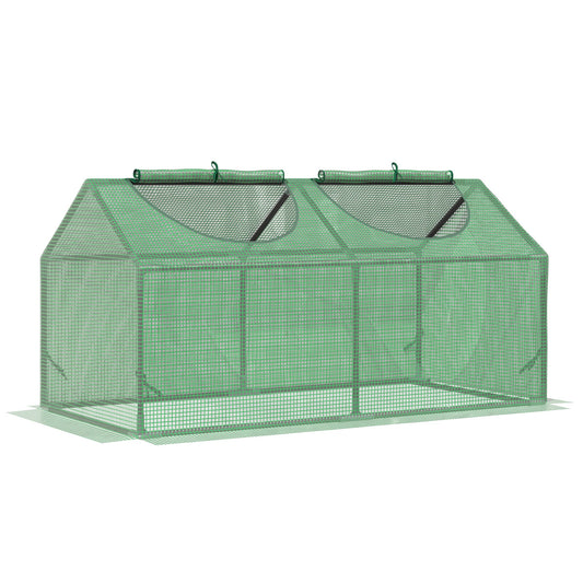 47" x 24" x 24" Portable Mini Tunnel Greenhouse Garden Planting Outdoor Flower Warm House Box with 2 Windows Steel Frame PE Cover, Green - Gallery Canada